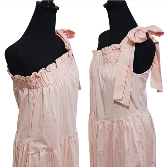 MABLE Brittany One Shoulder Tieree Maxi Dress Peach Anthropologie - Picture 5 of 10